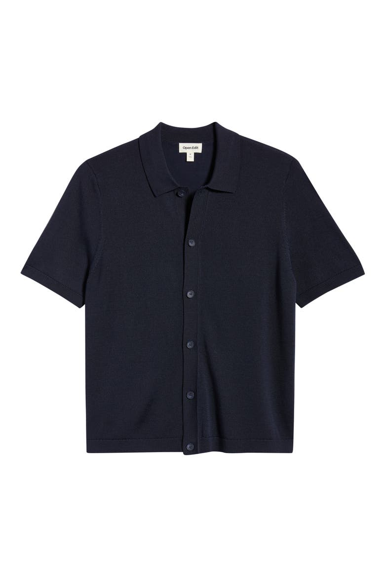 Short Sleeve Button-Up Cardigan, Alternate, color, NAVY SEABORNE