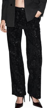 MANGO Sequin Straight Leg Jeans