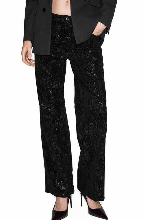 MANGO Sequin Straight Leg Jeans