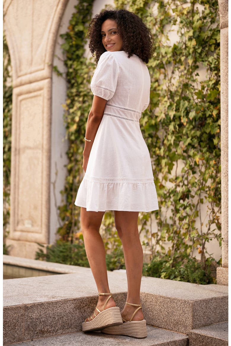 Cotton Lace Trim Skater Sun Dress, Alternate, color, White