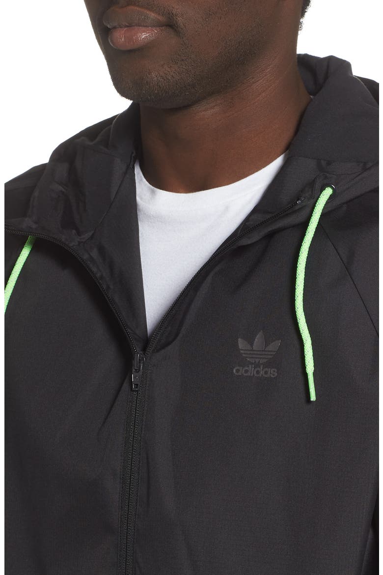 adidas Winterized Windbreaker Water Repellent Jacket, Alternate, color, BLACK
