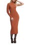 Asymmetric Single Long Sleeve Midi Dress