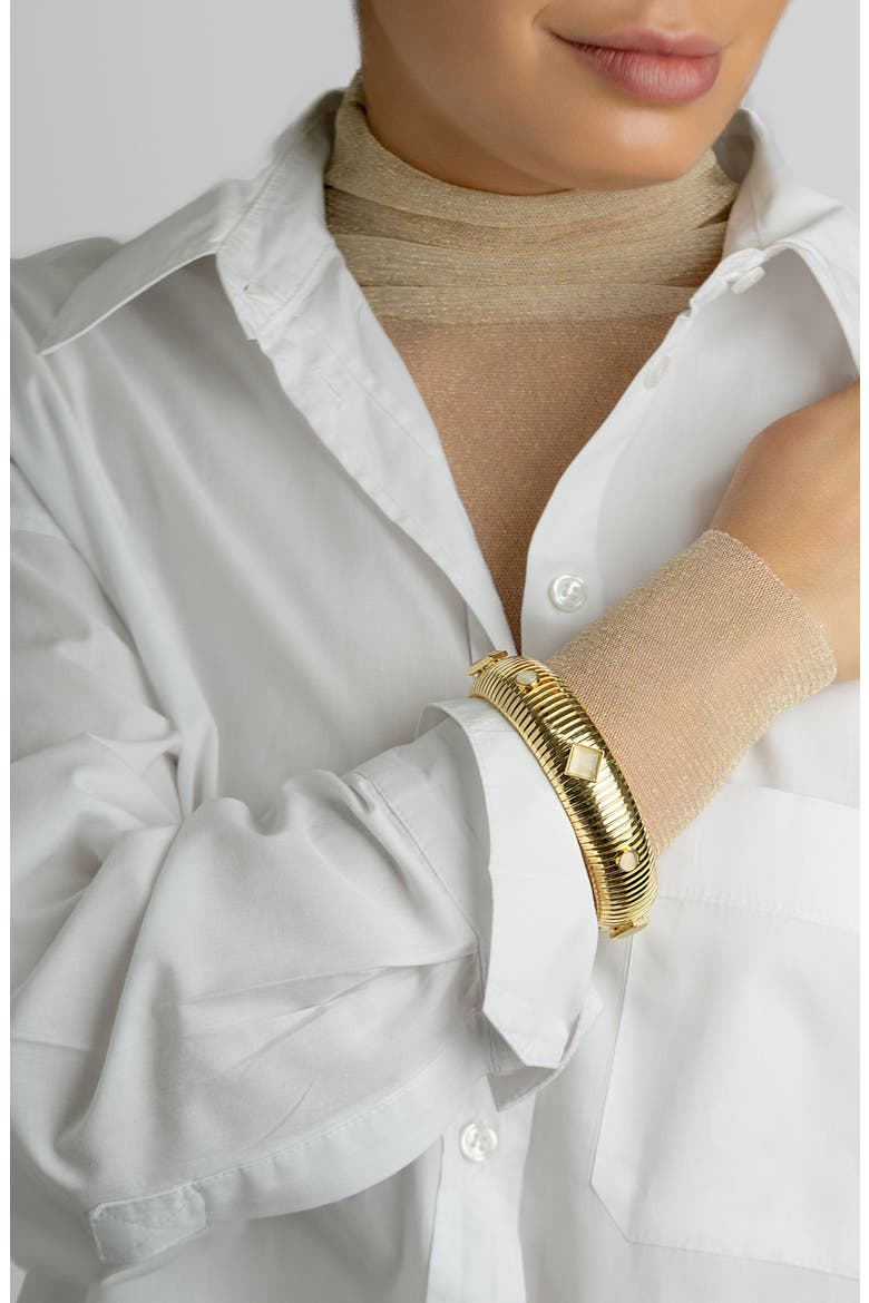 Set of 2 Omega Stretch Bracelets, Alternate, color, GOLD