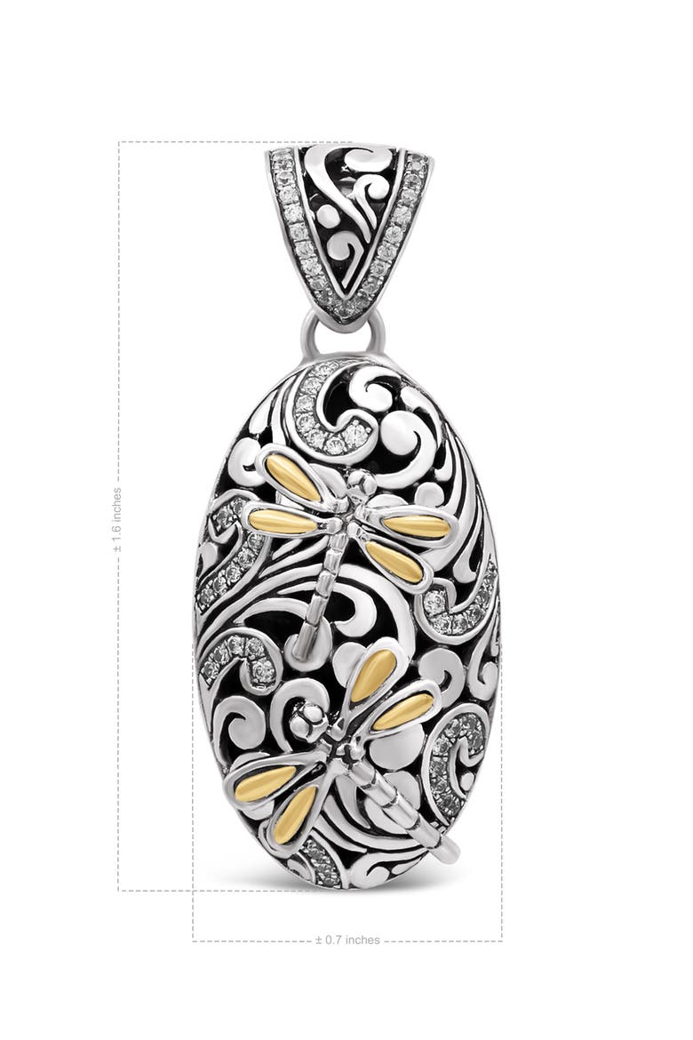 Dragonfly Pendant in Sterling Silver and 18K Gold, Alternate, color, Silver