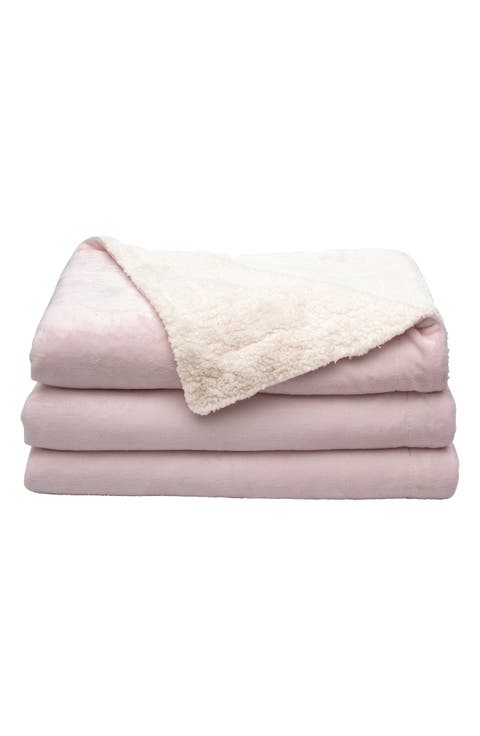 Reversible Faux Shearling Throw Blanket