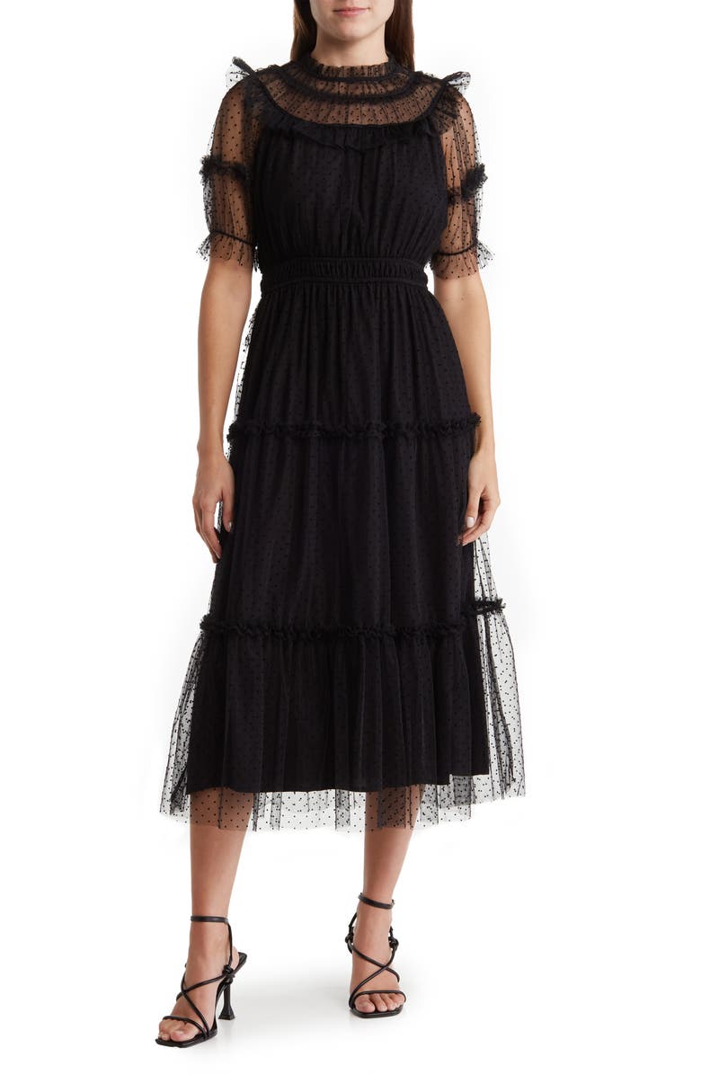 Lush Tulle Tiered Midi Dress, Main, color, 