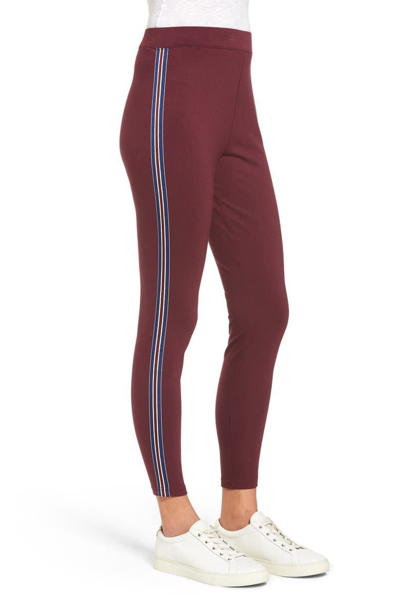 Stripe Ponte Skimmer Leggings, Alternate, color, FIG WITH STRIPE