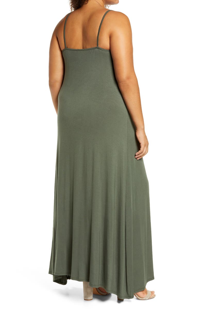 Loveappella A-Line Maxi Dress, Alternate, color, Olive
