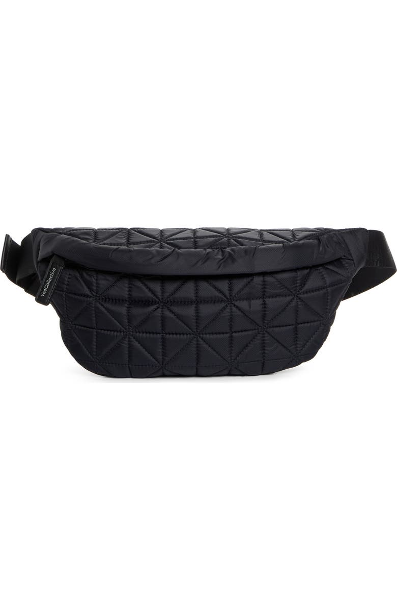 VeeCollective Vee Water Repellent Quilted Nylon Belt Bag, Main, color, Black