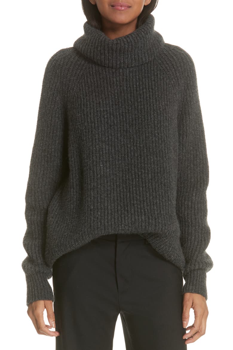 Anitra Rib Knit Turtleneck Sweater, Main, color, CHARCOAL