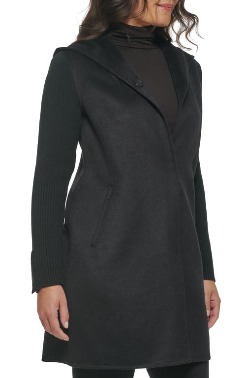 Kenneth Cole New York Double Face Wool Blend Hooded Coat In Black