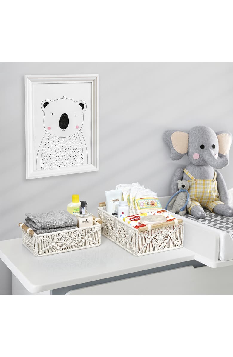SORBUS 2-Pack Macramé Storage Basket, Alternate, color, White