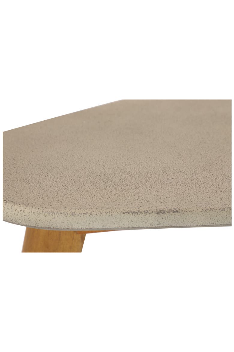 Gray Wood Outdoor Accent Table with Concrete Inspired Top & Slender Tapered Legs, Alternate, color, GREY