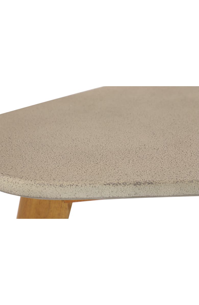 GINGER BIRCH STUDIO Gray Wood Outdoor Accent Table with Concrete Inspired Top & Slender Tapered Legs, Alternate, color, 