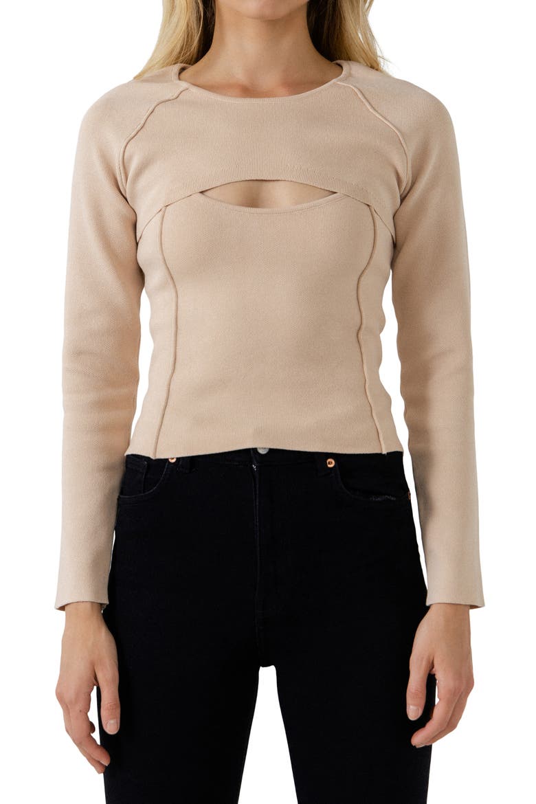 Two Piece Sweater & Bolero Set, Alternate, color, IVORY