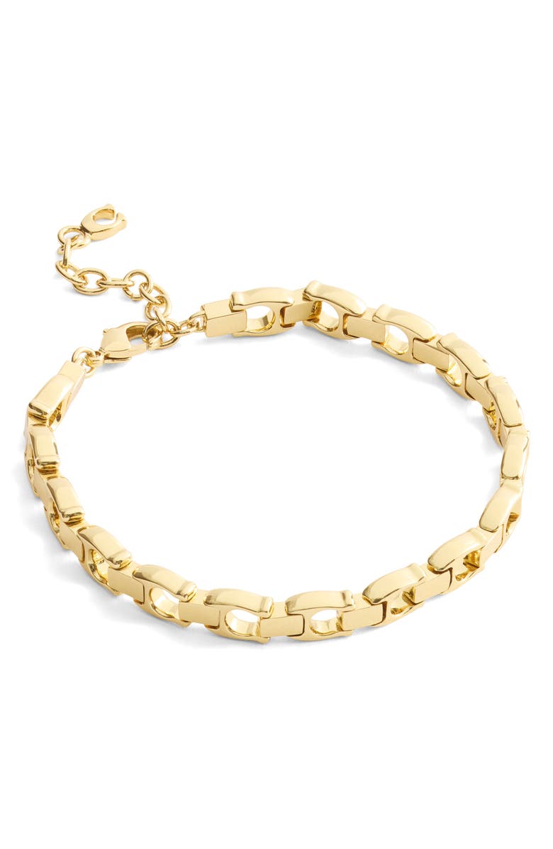 COACH Beveled 'C' Flex Chain Bracelet, Alternate, color, Gold