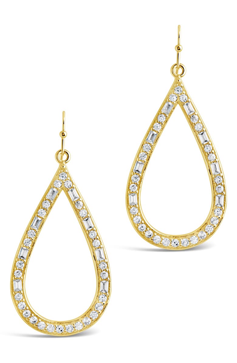 Sterling Forever Evangeline Cubic Zirconia Teardrop Earrings, Alternate, color, Gold