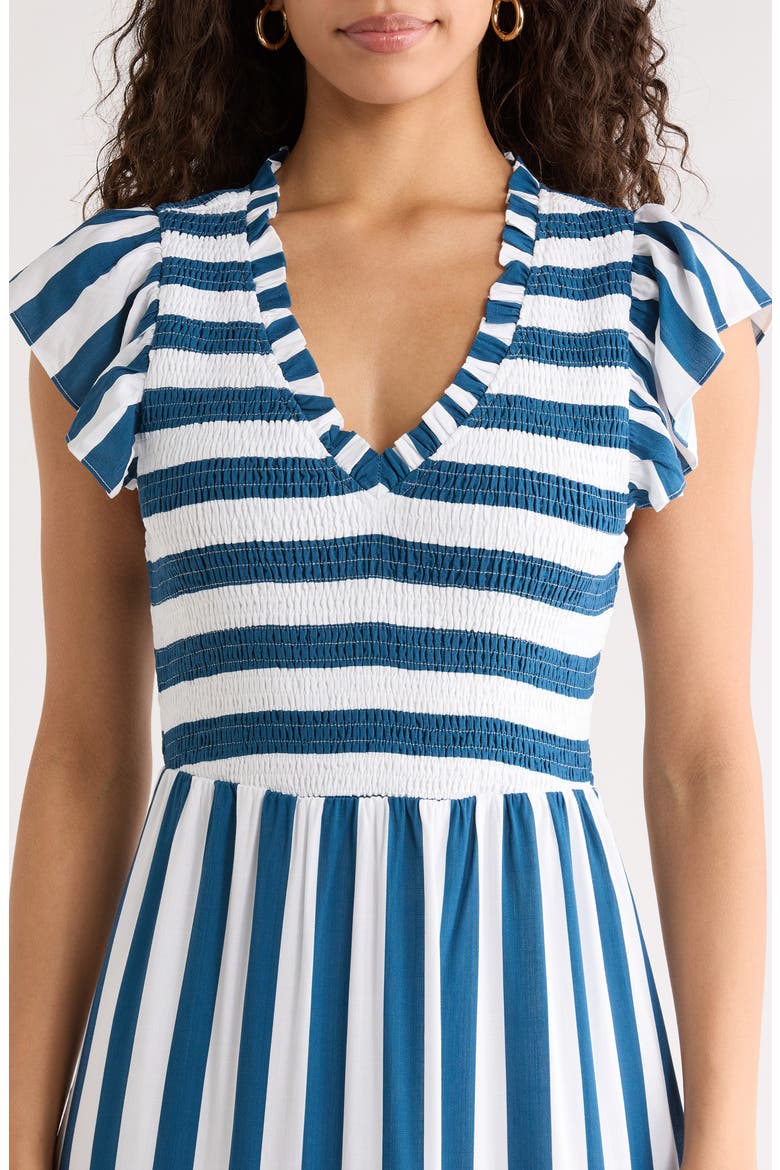 Vesper Sunfire Maxi Dress, Alternate, color, DARK BLUE-WHITE