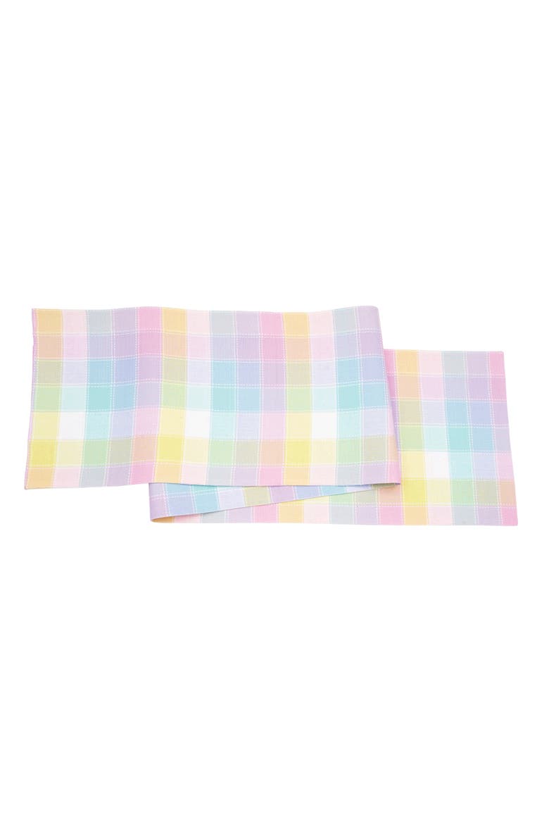 Hana Color Block Plaid Table Runner 13" x 72", Main, color, Pink