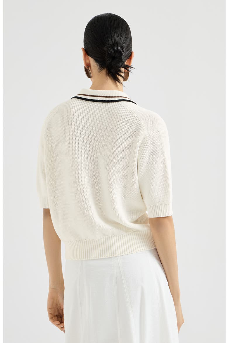 Rib knit polo, Alternate, color, White