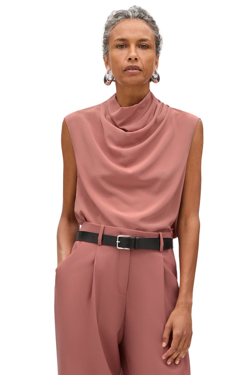 Another Tomorrow Silk Draped Top, Main, color, Canyon