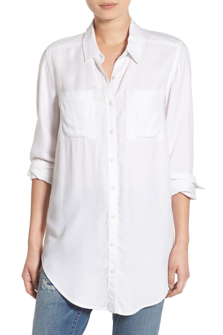 Woven Twill Tunic, Main, color, WHITE