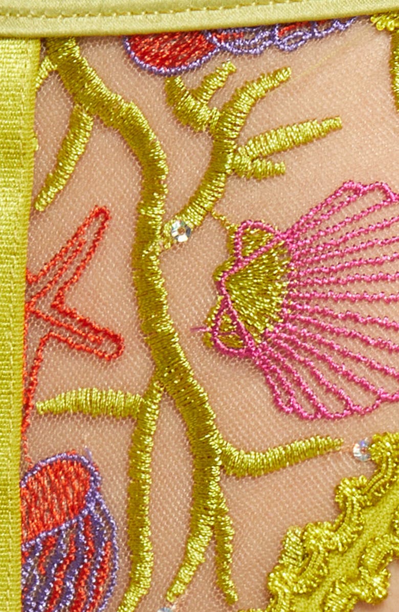 KILO BRAVA Embroidered Garter Belt, Alternate, color, Shell Embroidery/ Chartreuse