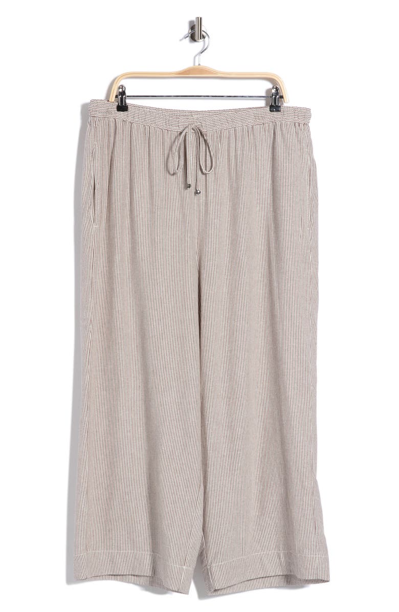 MAX STUDIO Drawstring Waist Crop Wide Leg Pants, Alternate, color, Acorn/ White Mini Stripe