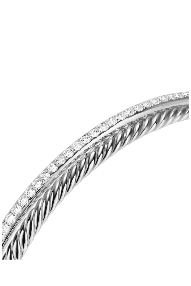 Crossover Two-Row Cuff Bracelet in Sterling Silver with Diamonds, 6mm, Alternate, color, STERLING SILVER