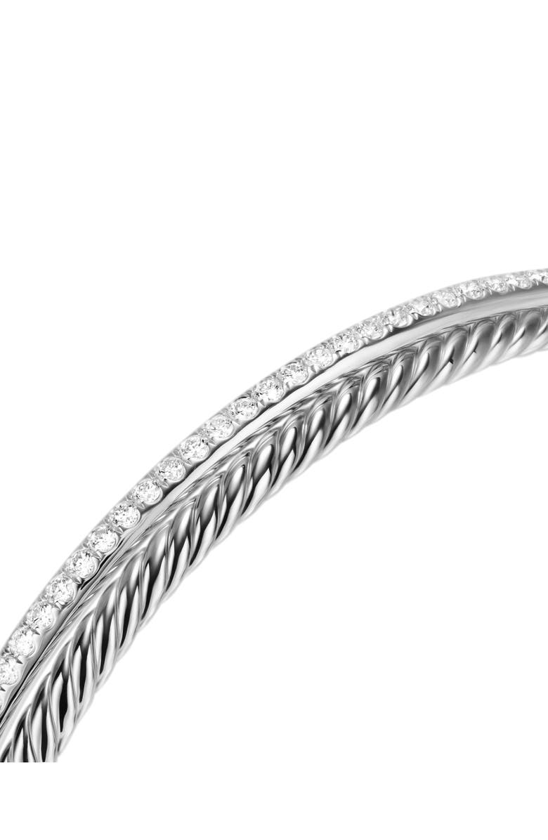 David Yurman Crossover Two-Row Cuff Bracelet in Sterling Silver with Diamonds, 6mm, Alternate, color, Sterling Silver