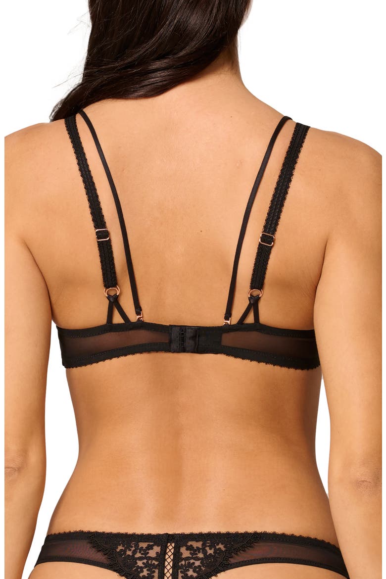 Embroidered Underwire Strappy Full Cup Plunge Bra, Alternate, color, BLACK