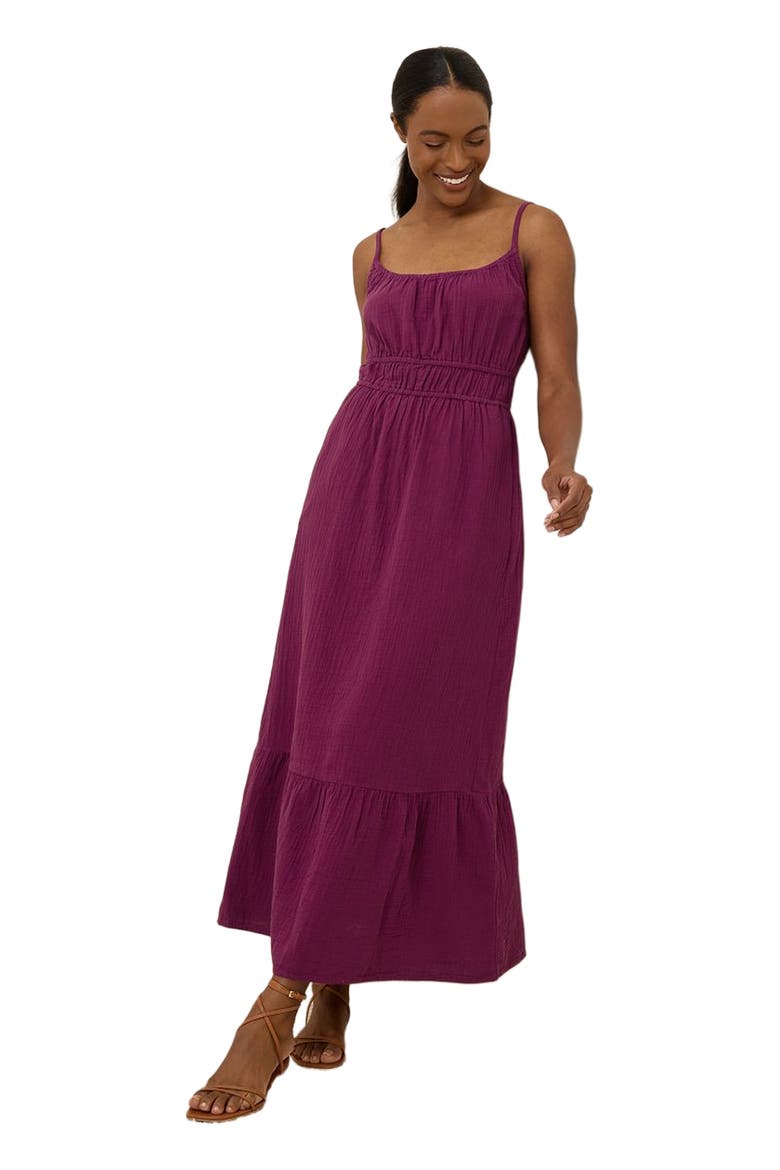 Organic Cotton Coastal Double Gauze Cami Maxi Dress, Alternate, color, Sangria