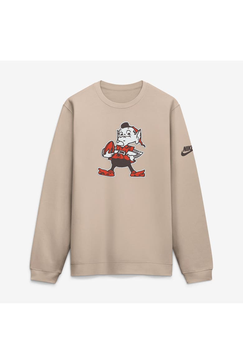 Men's Nike Sand Cleveland Browns I-Formation Rewind Club Crew Sweatshirt, Main, color, Sand