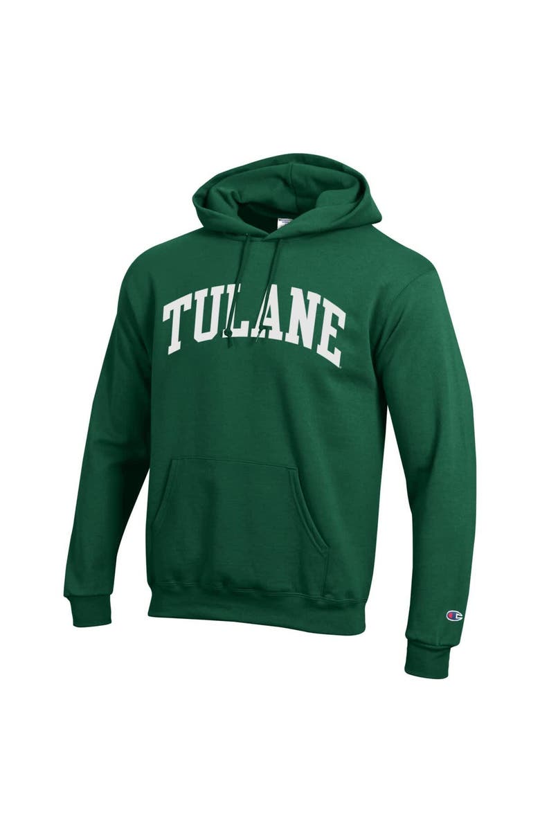 Champion Men's Champion  Green Tulane Green Wave Basic Arch Fleece Pullover Hoodie, Alternate, color, Green