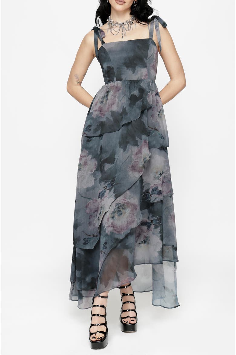 Ophelie Chiffon Tiered Maxi Dress, Alternate, color, Grey