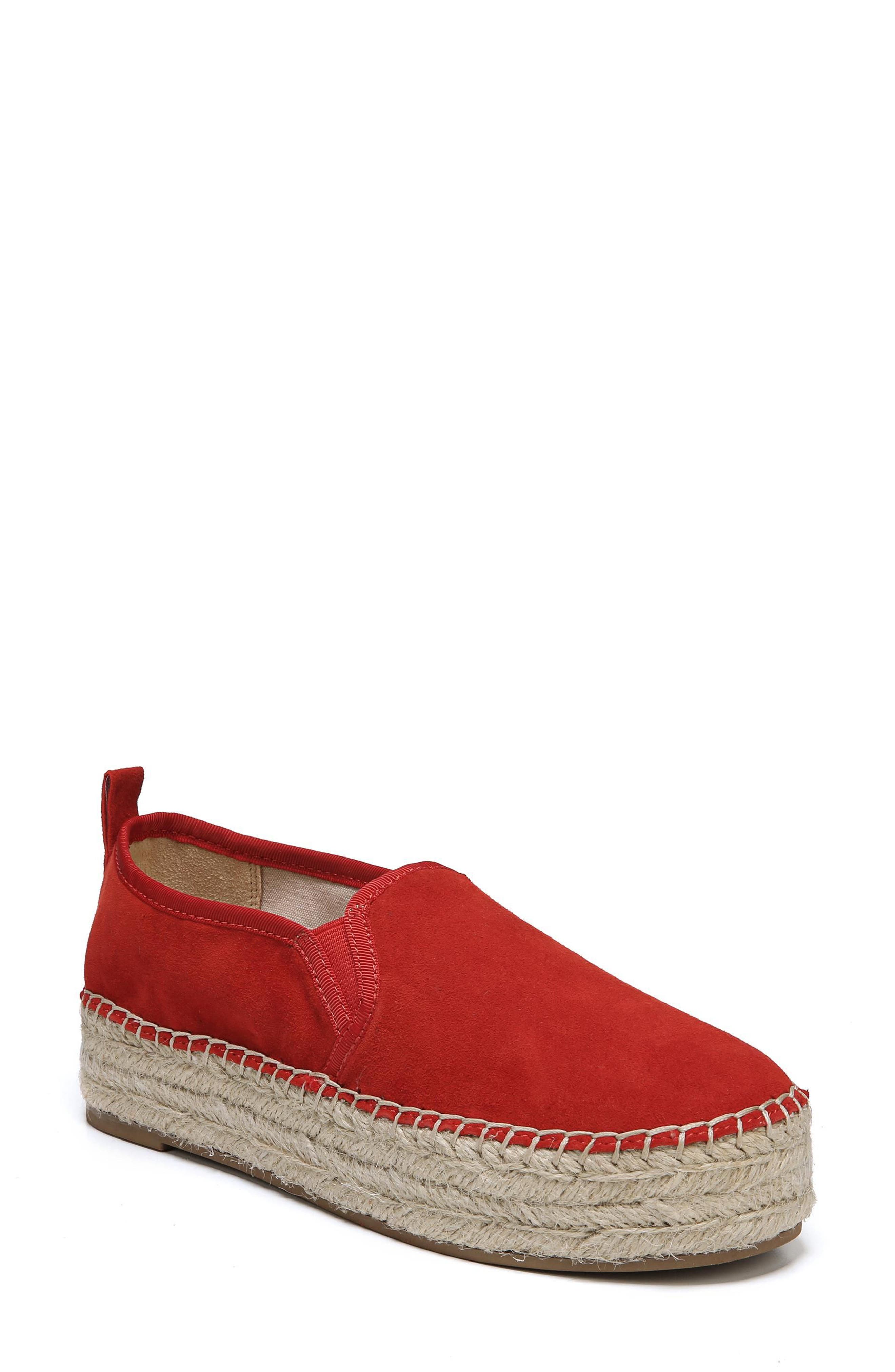 'Carrin' Espadrille Flat, Main, color, CANDY RED SUEDE