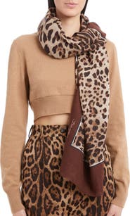 Dolce&Gabbana Leopard Print Signature Border Scarf