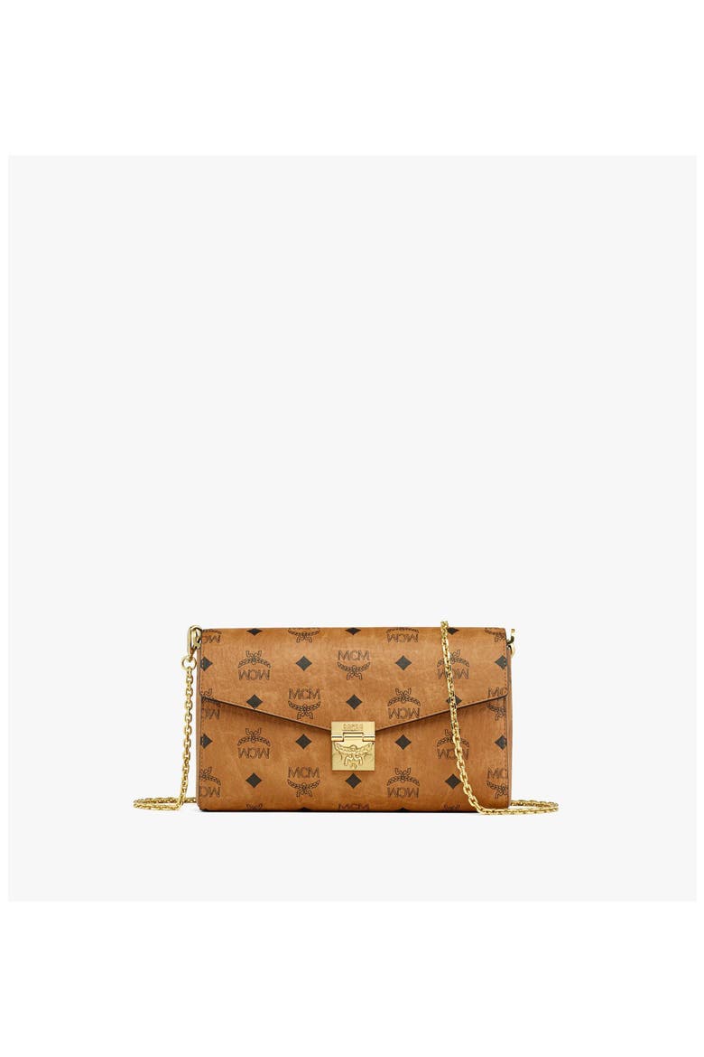 Tracy Chain Wallet in Visetos, Main, color, Cognac