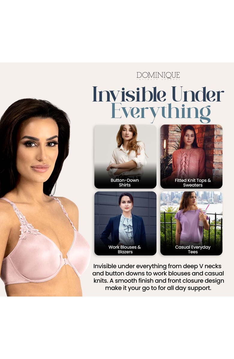 Dominique Intimates Meryl Front Close Racerback Smoothing Minimizer Bra, Alternate, color, Pink
