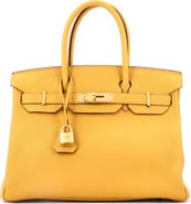 Pre-Owned Hermes Birkin Handbag Yellow Togo With Gold Hardware 30