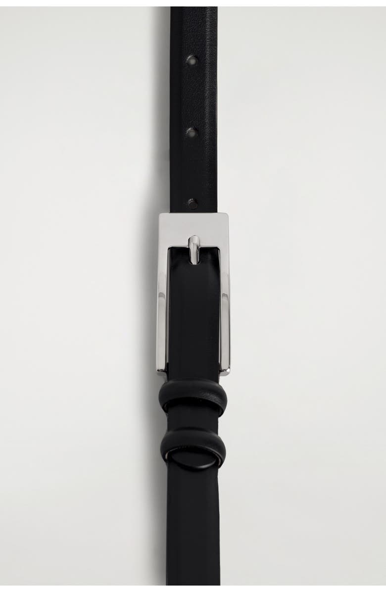 COS Elongated-buckle Leather Belt, Alternate, color, Black