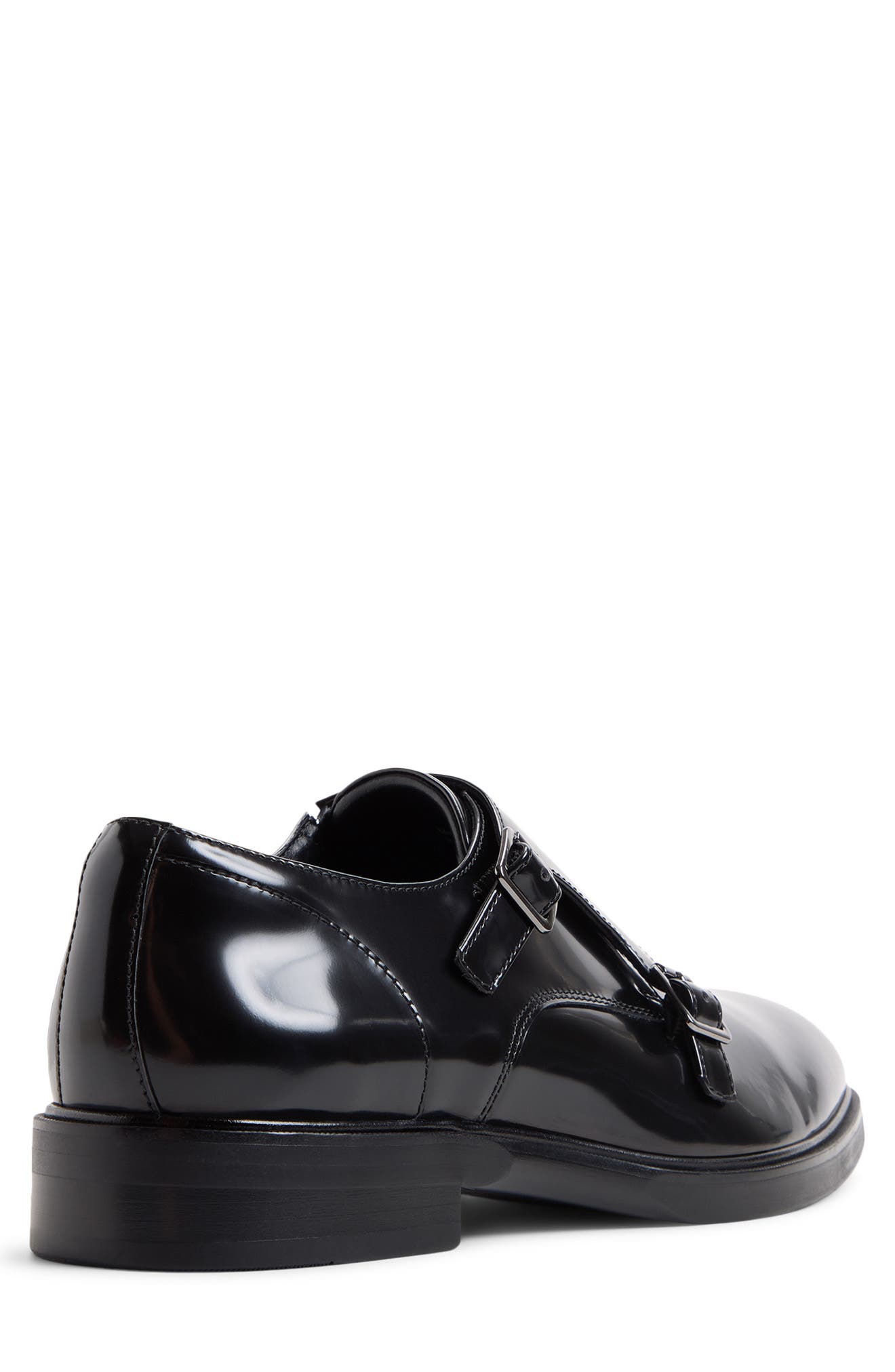 Lowry Leather Double Monk Strap Shoe, Alternate, color, BLACK