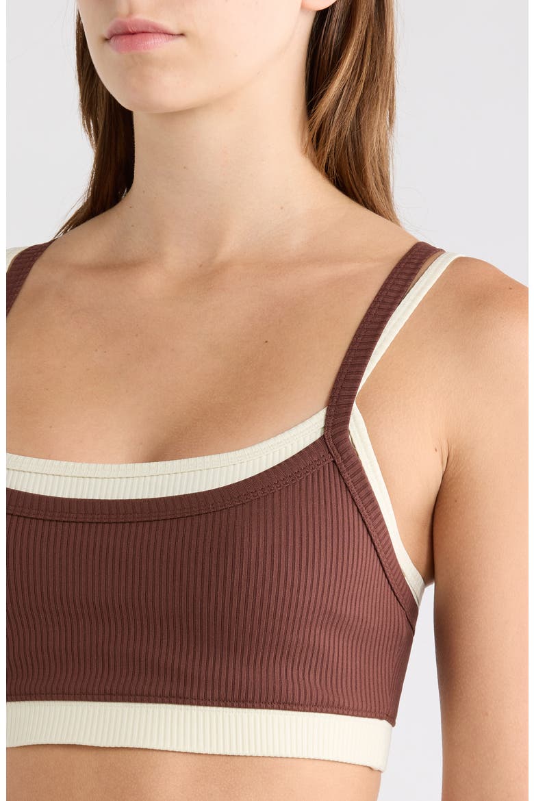 Layered Rib Sports Bra, Alternate, color, CHOCOLATE/ SHELL
