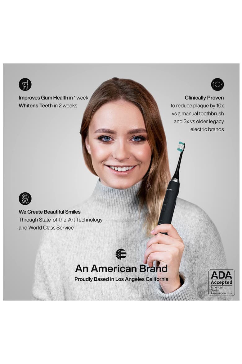 Black Series+ - Ultra Whitening 40,000 VPM Rechargeable Electric Toothbrush - ADA Accepted - Wireless Charging Glass - 6 Proflex Brush Heads & Travel Case – 4 Modes & Smart Timer -Sonic, Alternate, color, NO COLOR