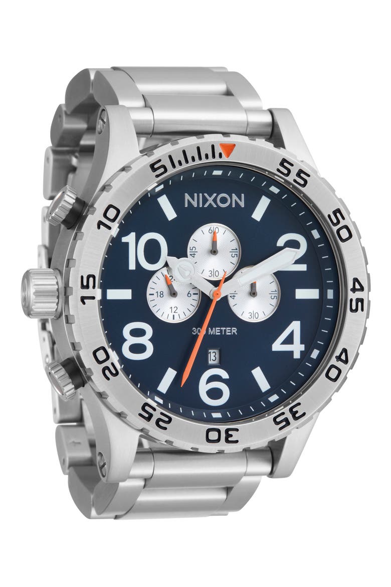 51-30 Chronograph Bracelet Watch, 51mm, Alternate, color, SILVER / MIDNIGHT