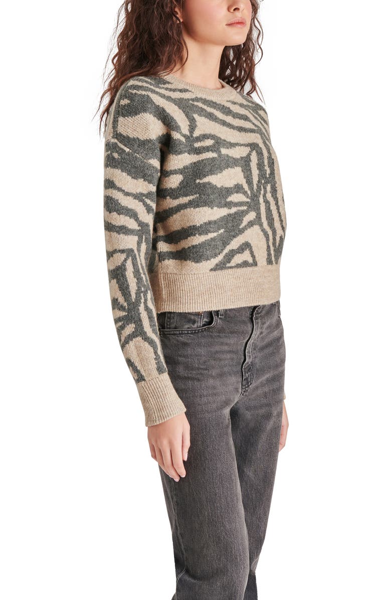 Steve Madden Stripe Jacquard Crop Sweater, Alternate, color, 