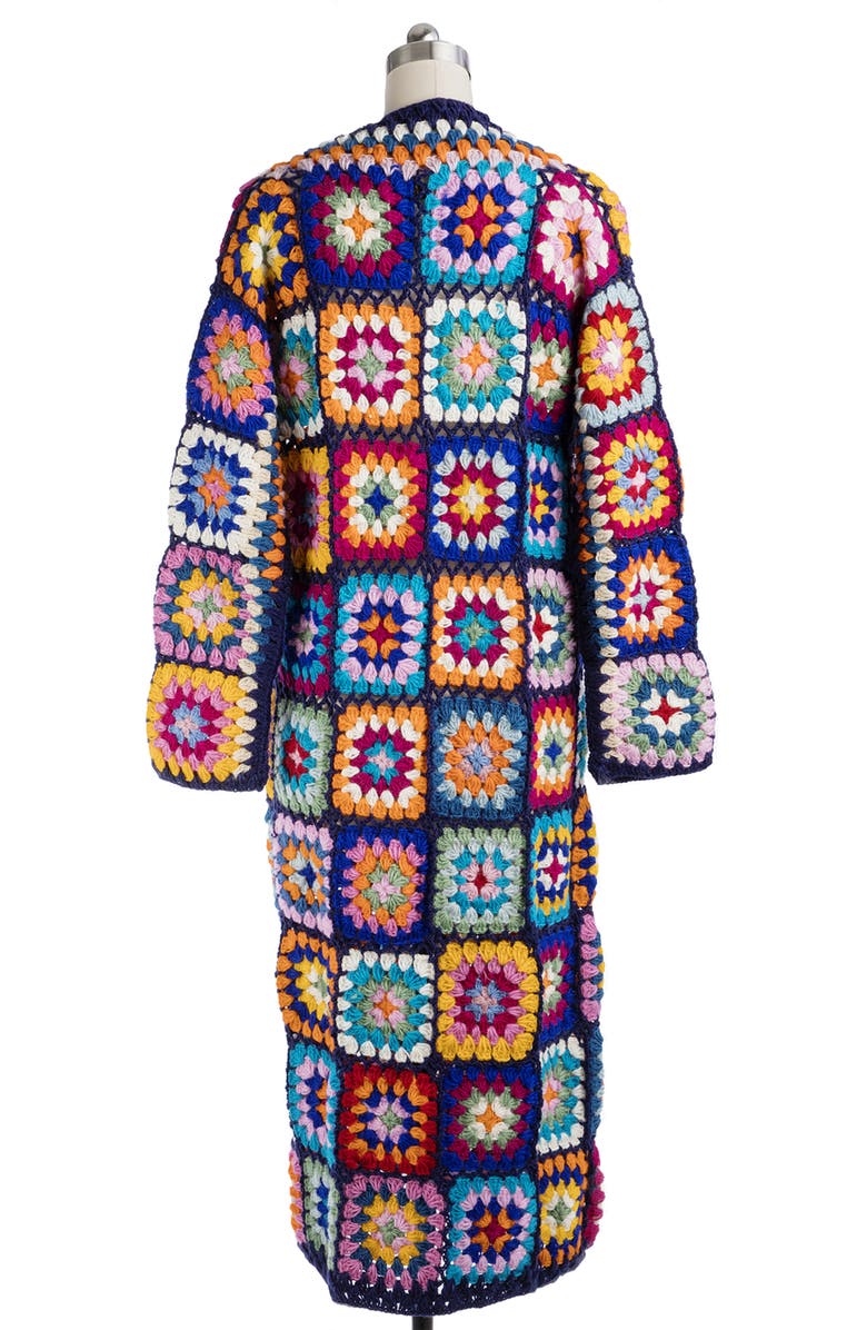 SAACHI Crochet Wool Cardigan, Alternate, color, Navy