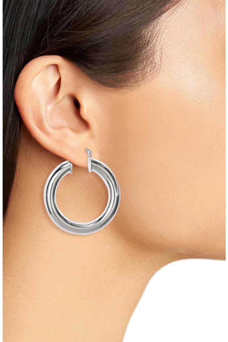 Yve Medium Hoop Earrings, Alternate, color, SILVER