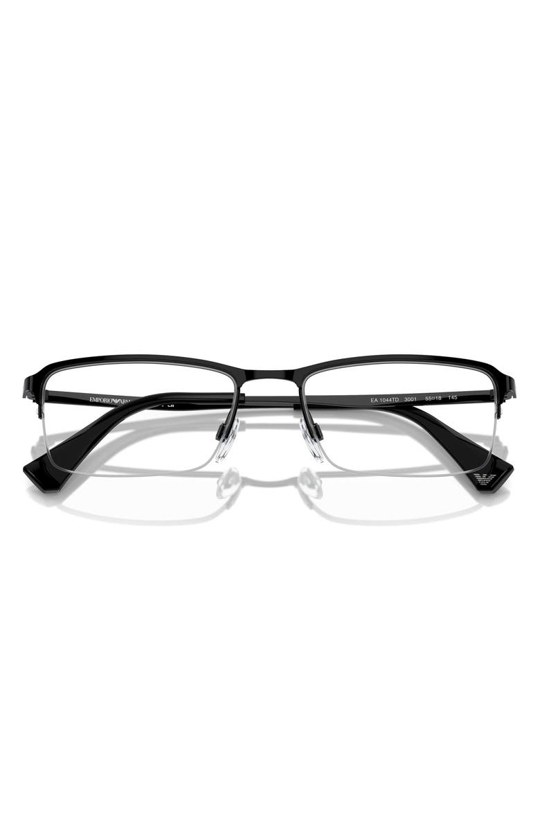 Emporio Armani 55mm Rectangle Optical Glasses, Alternate, color, Shiny Black / Demo Lens