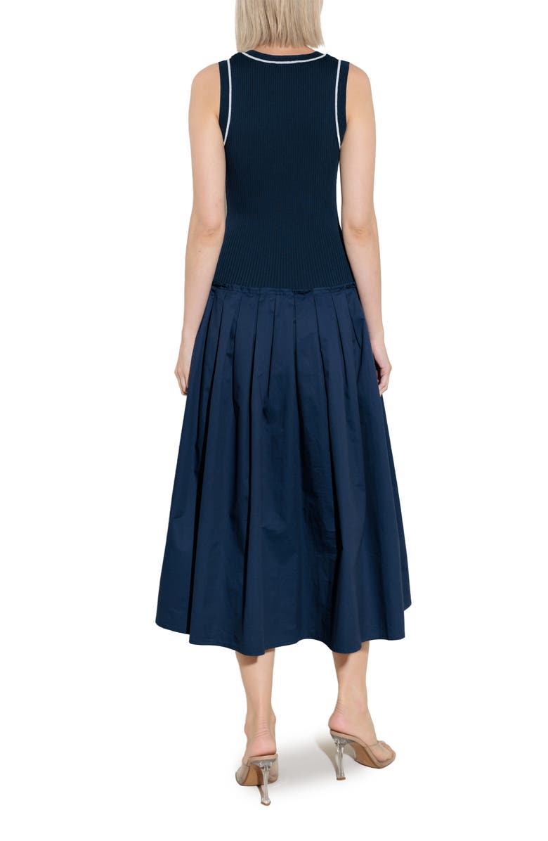 FREEMARKET Mixed Media A-Line Dress, Alternate, color, Navy/ White